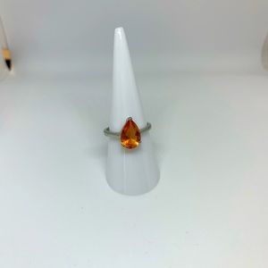 NEW Silver w Orange Teardrop Rhinestone Ring